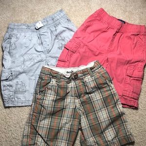 Three pairs of cargo shorts.